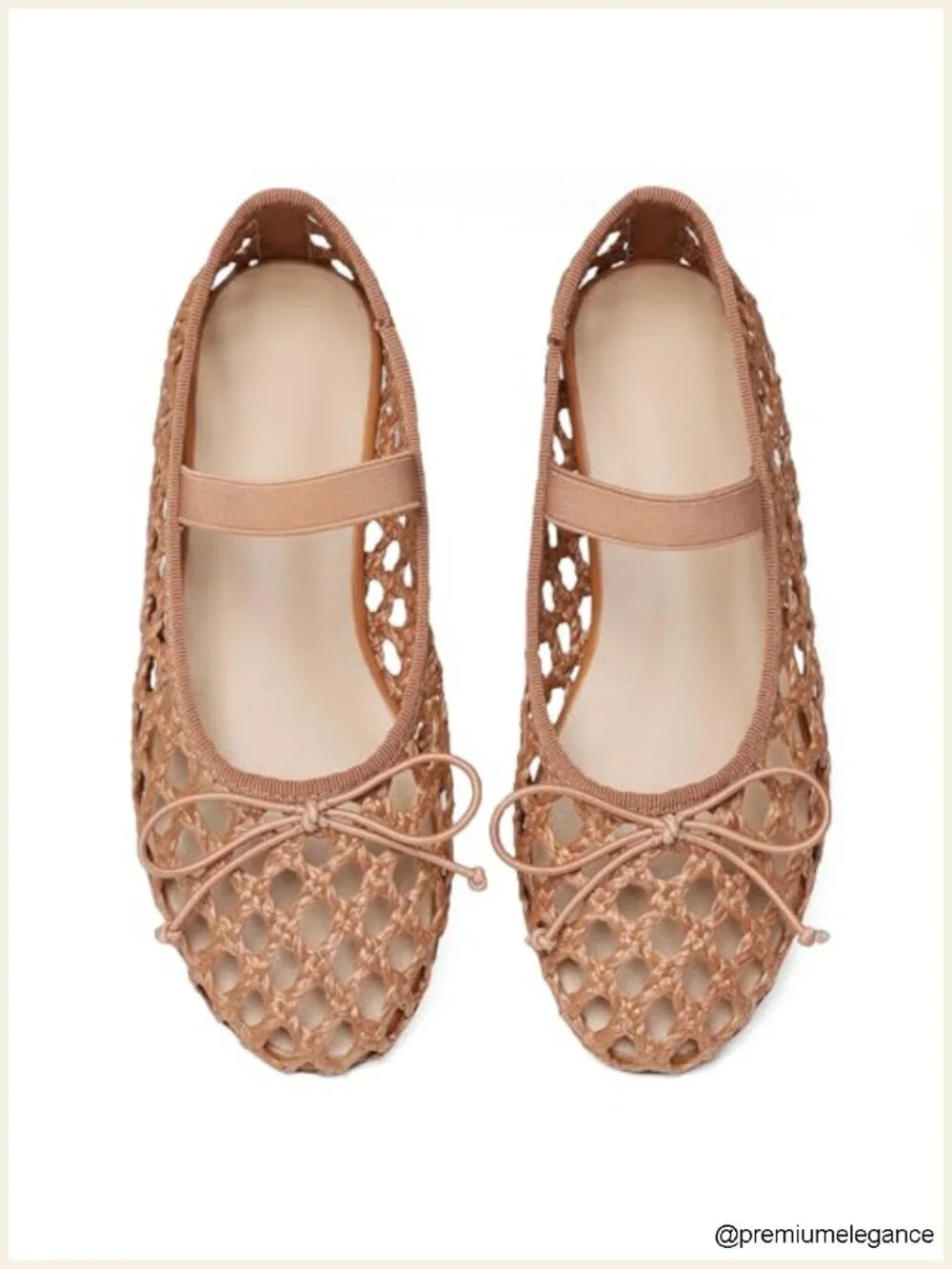 Woven Raffia Ballet Flats with Elastic Strap, Round Toe Mary Jane Flats
